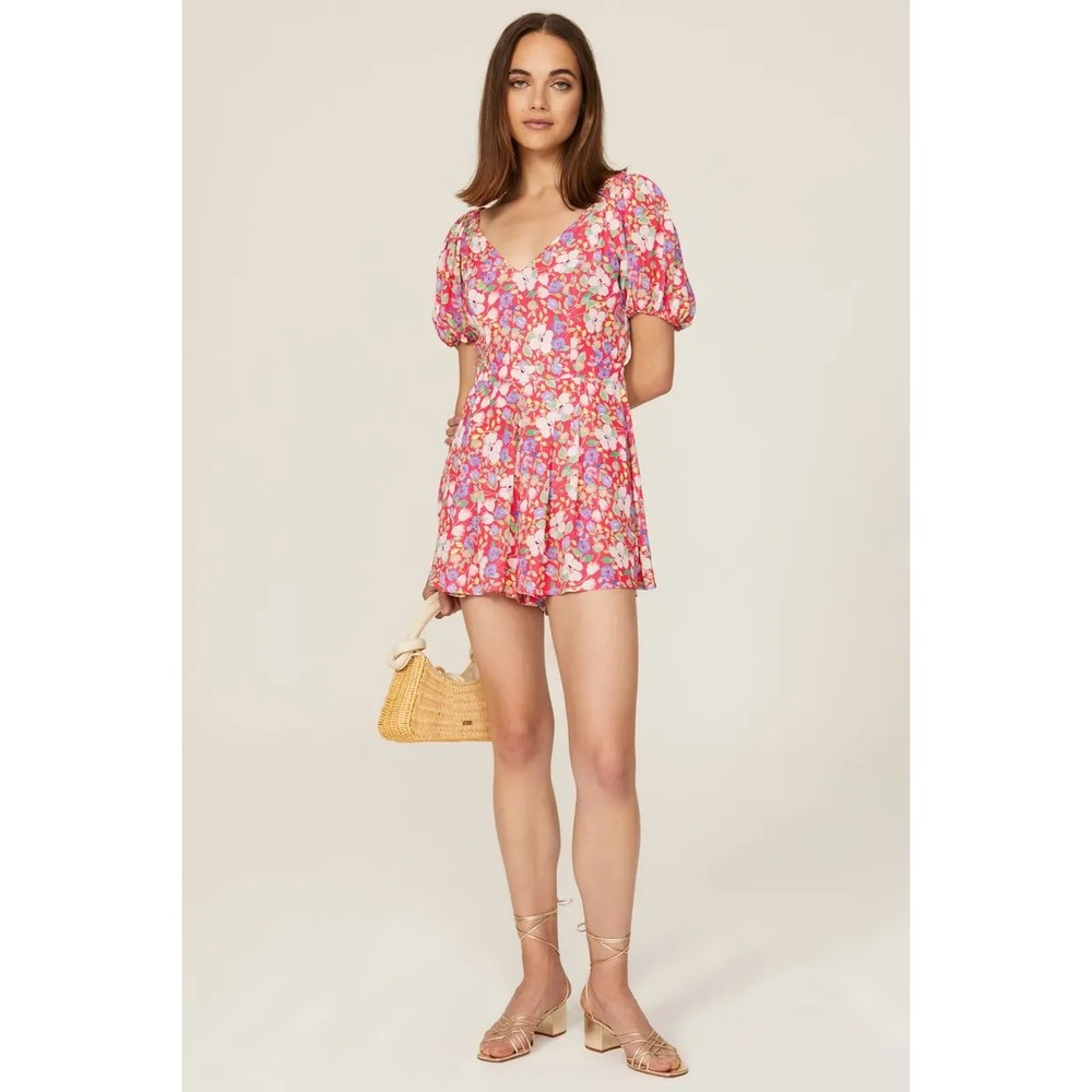 Yumi Kim Mindy romper puff sleeve floral size xl travel summer vacation
